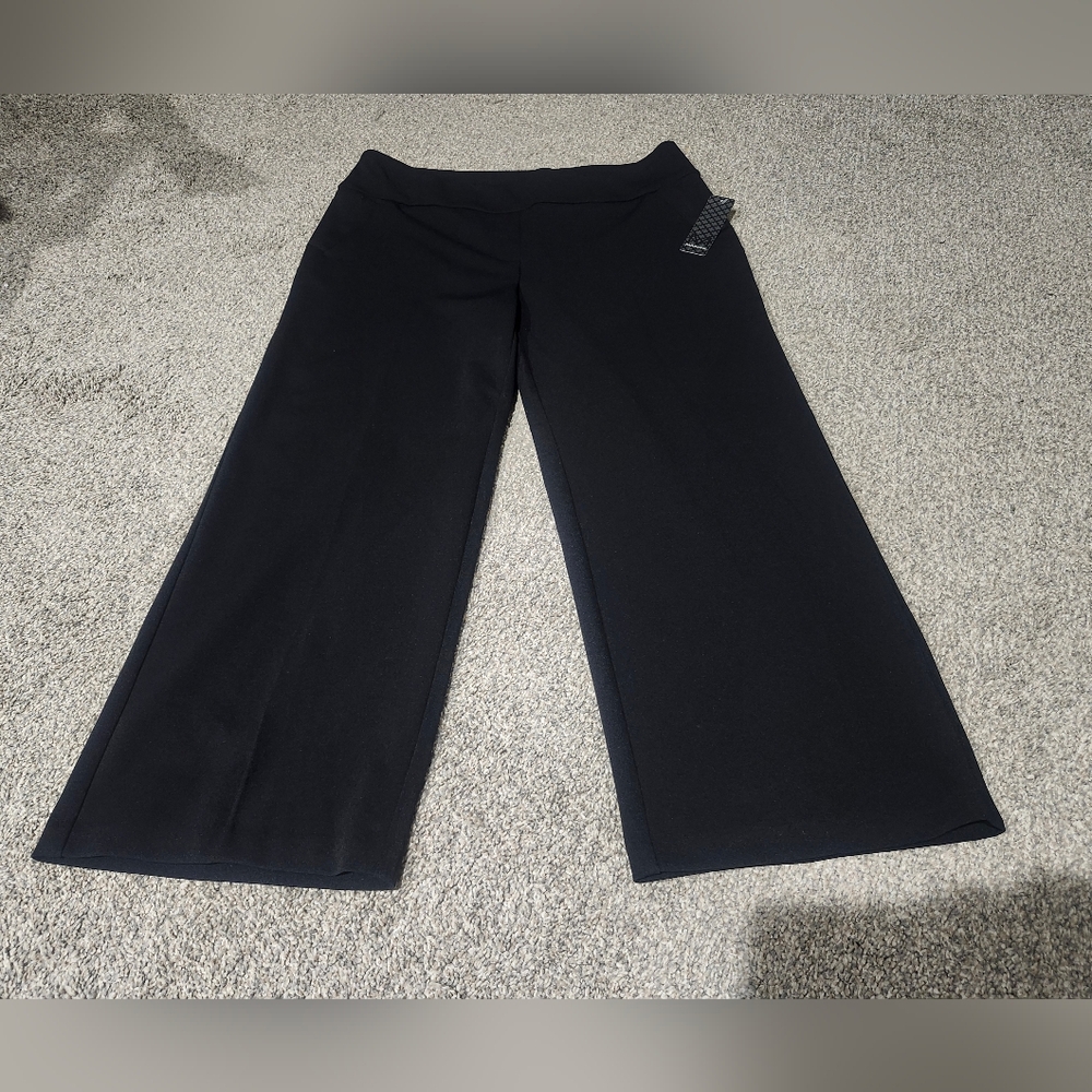 Massini Black Womens Wide Leg Ponte Pants Size 1XL New